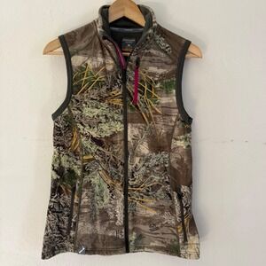 Icebreaker Merino Wool Camouflage Vest Women's Medium RealTree Camo Cascade Zip